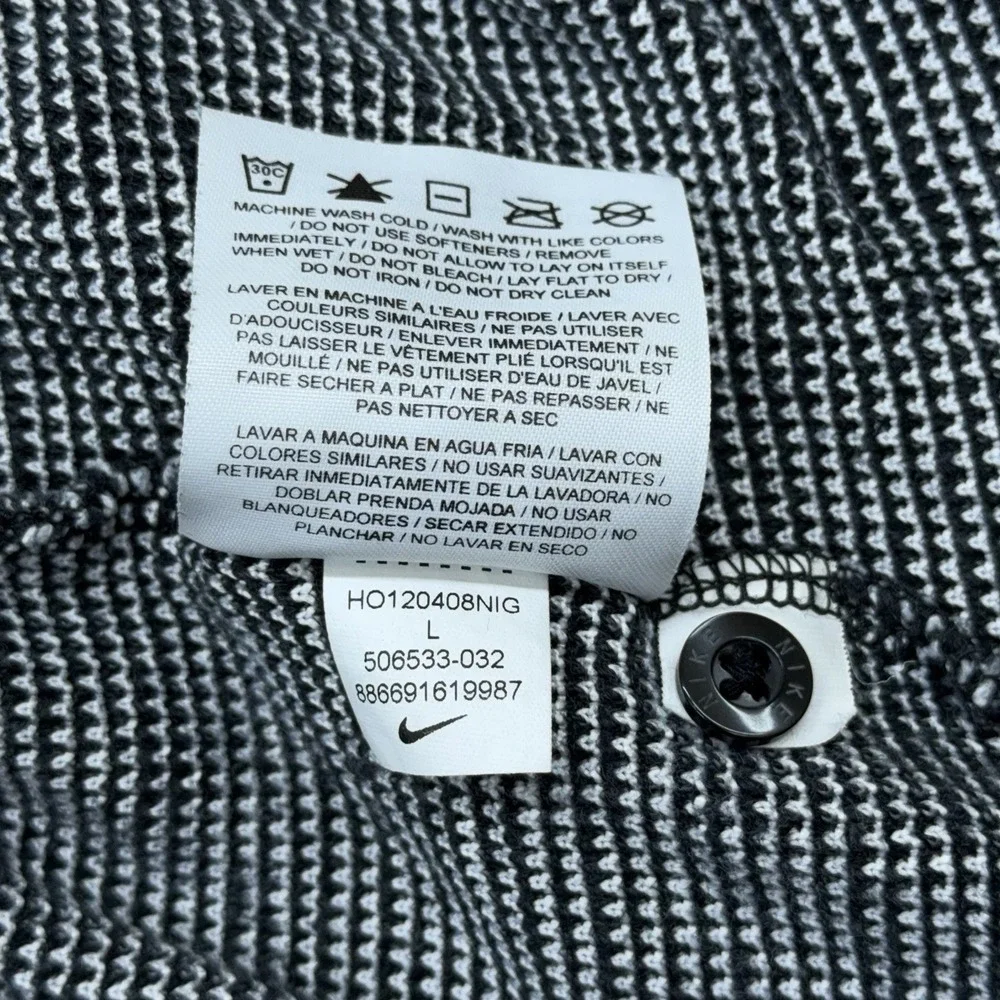 Nike Dri-FIT Waffle Knit‎ Long Sleeve Henley Shirt Mens Large Black Gray Camo